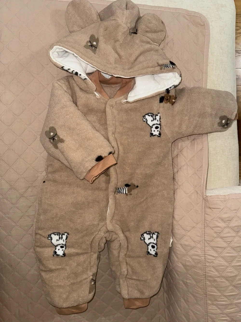 WYT baby Infant Winter Fleece Snowsuit Hooded One Piece Jumpsuit Romper 73cm NWT